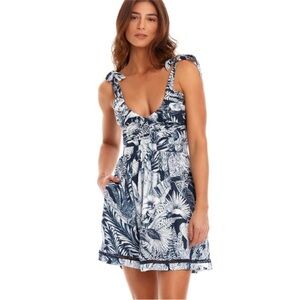 Agua Bendita Blue and White Mini Dress
